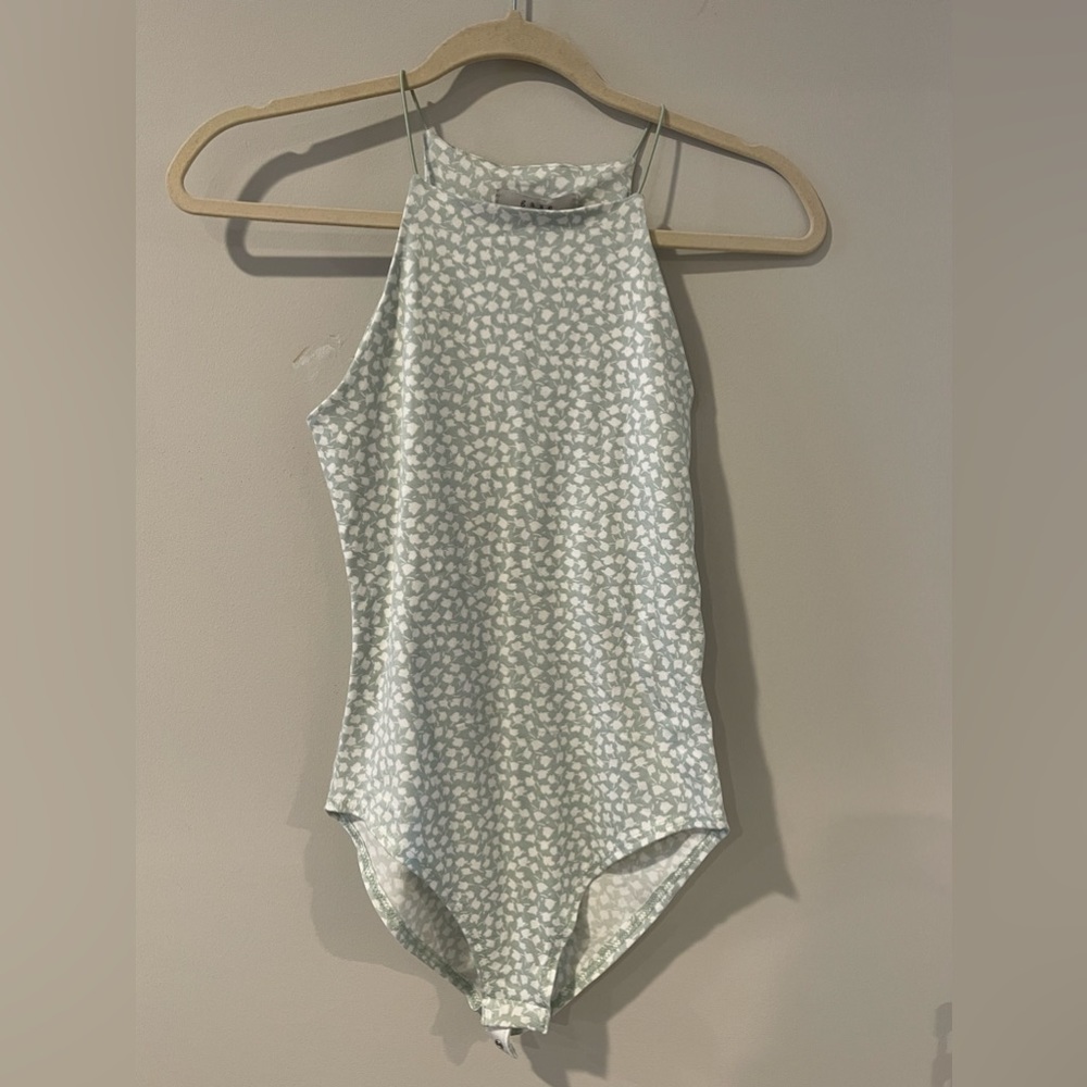 Gaze Flower High Neck Blue Bodysuit